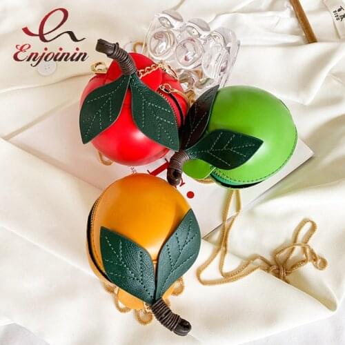 Mini Size Apple Shape Chain Shoulder Bag for Young Girls Fun Women Purses and Handbags Casual Pu Leather Clutch Crossbody 2021