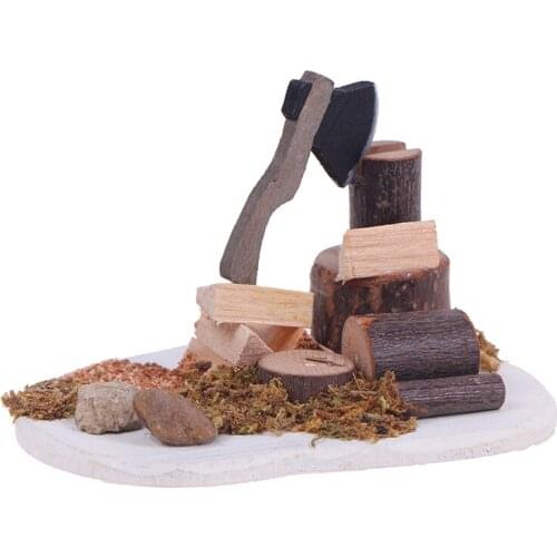 1pc Dollhouse Miniature Model Scene Wood Chopping 1:12 Doll House Miniatures 11.5*9*7CM