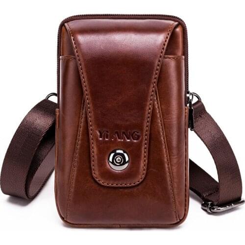 New Mens Genuine Leather Cowhide Vintage Belt Phone Pouch Waist Bags Small Purse Fanny Pack on the Belt Outdoor Small Wallet