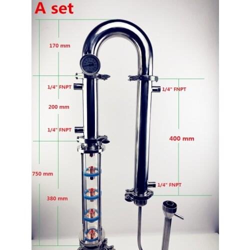 NEW 2"(51mm)OD64 Sanitary Distiller Column,Reflux Tower Combination With 5 Floors 2" Distillation Lens Column ,SS304