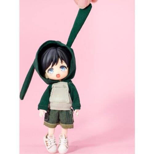 BJD clothes rabbit ears sweater hoodie or denim shorts for ob11, molly , YMY,GSC body, obitsu 11,1/12bjd doll clothes toy