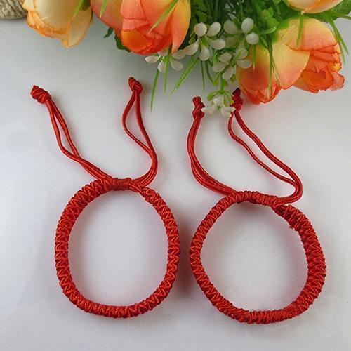 2Pcs Trendy Polyester Red String Braided Friendship Bracelets 15cm/20cm*8mm Long Adjustable Women Men Jewelry Gifts