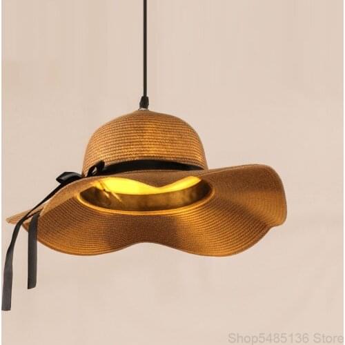 Modern Rattan Hat Pendant Lights Bar Dinning Room Light Fixtures Southeast Asia Living Room Decor Kitchen Nordic Bedroom Lamp