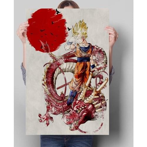 Anime Poster Dragon Ball Vintage Canvas Painting Japan Style Sunset Goku Wall Art Decor Unframed Print Living Room Home Decor