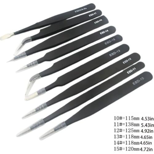 Precision Tweezers Set 7 Pieces Anti-static Stainless Steel Tweezers Kit for Electronics Repair Soldering Craft Jewelry