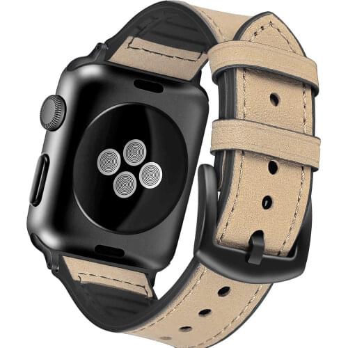 Cowhide+silicone strap For Apple watch band 44mm 40mm iWatch band 42mm 38mm Genuine Leather belt bracelet watchband 5 4 3 2 SE 6