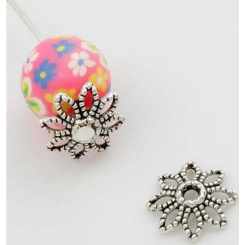 600Pcs 10.3x9.6mm Tibetan Silver Filigree Flower Bead Cap Jewelry Findings Components L1043