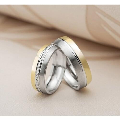 SILVERFONI 925 Sterling Real Silver Double Wedding Bands Rings Bracelet Woman Men Luxury Jewelry Fashion Engagement Anniversary