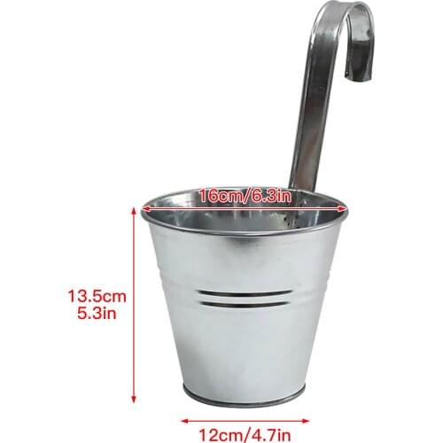 Iron Pot Flower Bucket Planter Balcony For Railing Fence Can Be Hung On Balconies Garden Home Decor Retro With Detachable Hooks