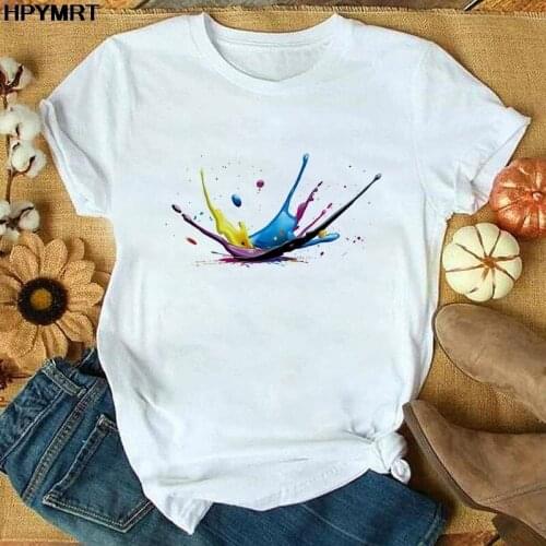 Aesthetic watercolor Printing Female T-shirt Streetwear Beautiful Graphics Cute Pop Harajuku Hip Hop Hipster T shirt Women Tops