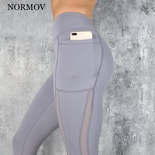 NORMOV Fitness Push Up Leggings Women High Waist Pocket Mesh Breathable Workout Leggins Casual Comfortable Leggings Women