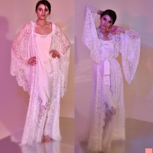 Ladies Evening Dresses Silk Lace Stain 2 Pieces Robes for Photo Shoot Baby Shower Ruffle Women Photography Robe Custom Made