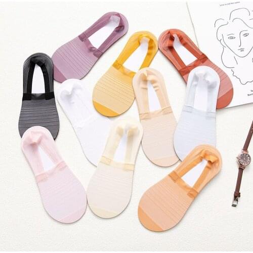 Fashion Sock Women 2021 New Women Invisible Sock Slippers Color Thin Mesh Transparent Womens Socks Women Slippers Korea Style