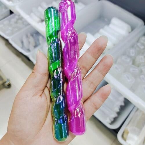 1PC electroplating color selenite crystal rod treatment massage spiral polishing spiral rod gypsum cleaning