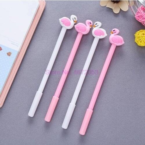 1000pcs/lot Cute Beautiful Flamingo swans gel pen Kawaii stationery pens material office school supplies Writing Tool Kids Gifts
