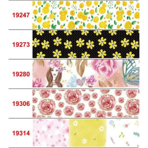 16mm-75mm Retro Flower Series Printed Grosgrain/Foe Ribbon Cartoon Butterfly Rose DIY Festival Day Hair Bowknots 50yards/roll