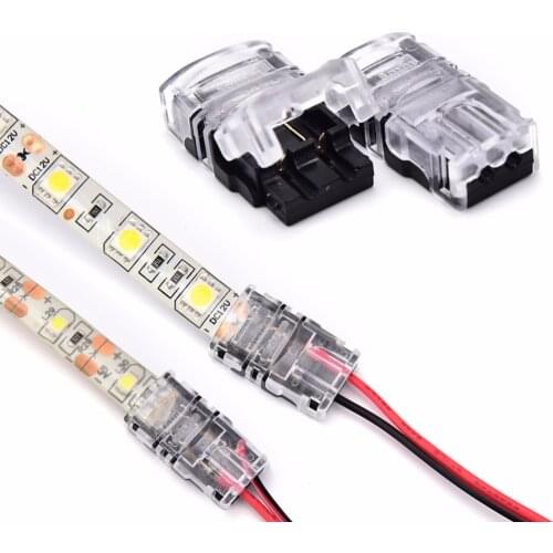 2pin LED Connector Strip to Wire for 8/10mm Single Color IP65 Waterproof SMD 5050 5630 LED Tape Light Connection Conductor