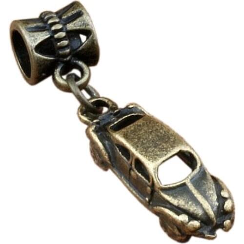 20Pcs/Lot Dangle Antique Bronze Car Charm Big Hole Beads Fit European Bracelet Jewelry 7x32.5mm A-290a