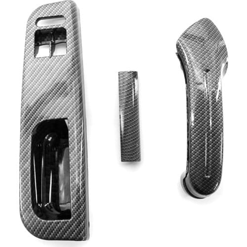 3PCS Interior Door Grab Handle Switch Bezel Set Carbon Fiber Replacement for VW Golf MK4 2 Doors 1999-2005