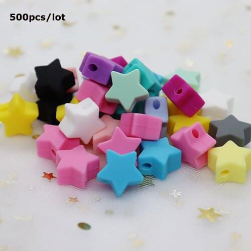 500Pcs/lot Stars Crown Silicone Beads Baby Teether Loose Bead Pearl Silicone Teething Toys Pacifier Dummy Making Accessories