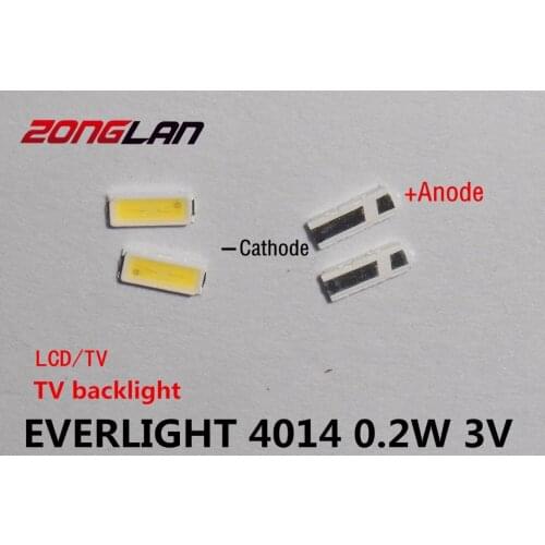 500PCS Original EVERLIGHT LED 4014 Light Beads Cool white High Power 0.2W 3V 21LM For LED LCD TV Backlight Application