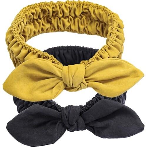 6pcs 2020 New Wrinkled Turban Headband Fabric Wash Face Hair Band Women Girls Knotted Bow Headwrap Hair Accessories