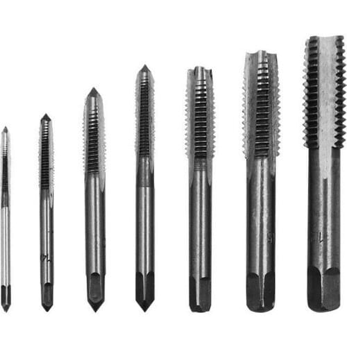 7PCS/Set HSS M3 M4 M5 M6 M8 M10 M12 Machine Straight Fluted Screw Thread Metric Plug Hand Tap Drill Set Hand Tools