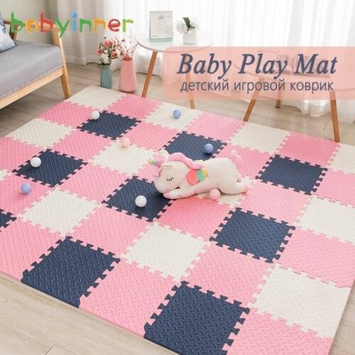 Babyinner Baby Play Mat 30*30*1cm EVA Playmat Bedroom Puzzle Interlocking Mat Children Waterproof Anti-slip Foam Rug