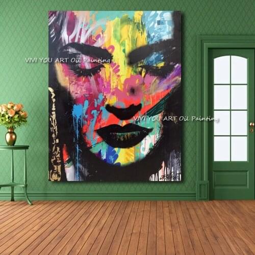 Large Size Fantasy Woman Face Handpainted Canvas Oil Paintings Modern Wall Art Posters For Living Room Home Decor Pictures