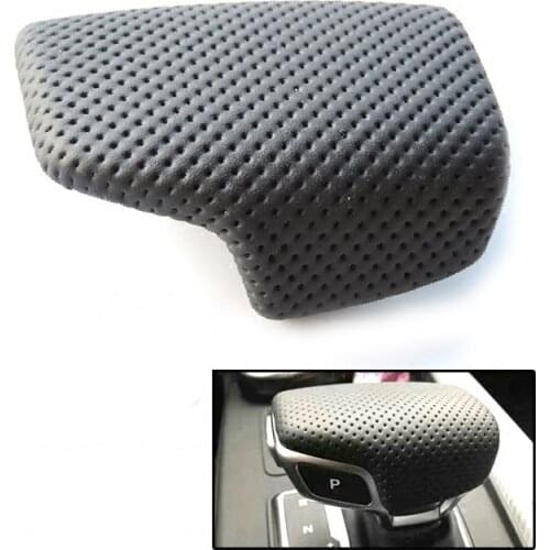 Black perforated leather selector lever handle Gear Shift Knob handball cover For Audi A4 B9 A5 Q7 2016 2017 2018 4M1 713 139F