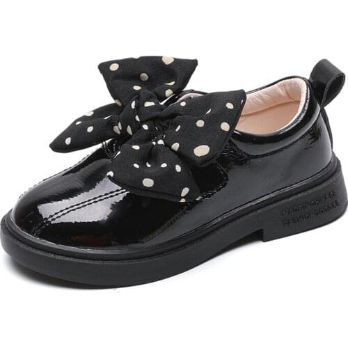 Kid Shoes Children Girls New Leather Shoes Fashion Princess Shoes Wave Point Childrens Performance Shoes with Bowknot SH022