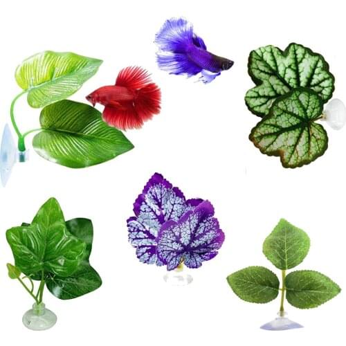 Artificial Aquarium Leaf Fish Tank Betta Fish Rest Spawning Plastic Plants Decor Betta Fish Play Relax Hide Leaf with Sucker