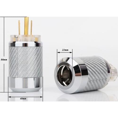 Hifi Carbon Fiber Gold Plated US Power Cable Plug IEC Connector Female male Plug HIFI DIY Mains Power Cable