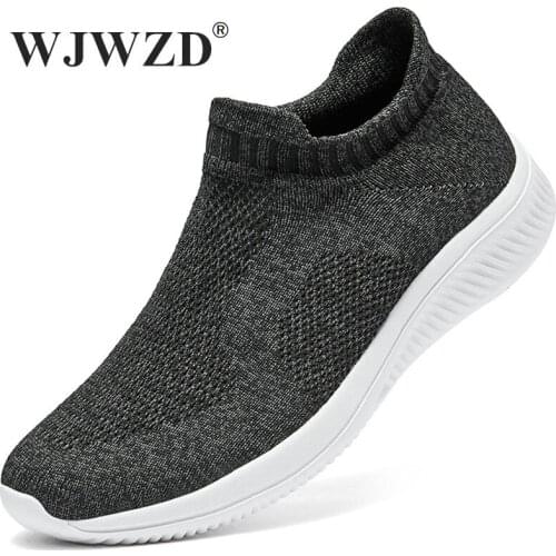 Fashion Men Shoes Lightweight Sneakers Mens Casual Sock Shoes Breathable Slip-On Mens Walking Shoes Zapatillas Hombre Size 46