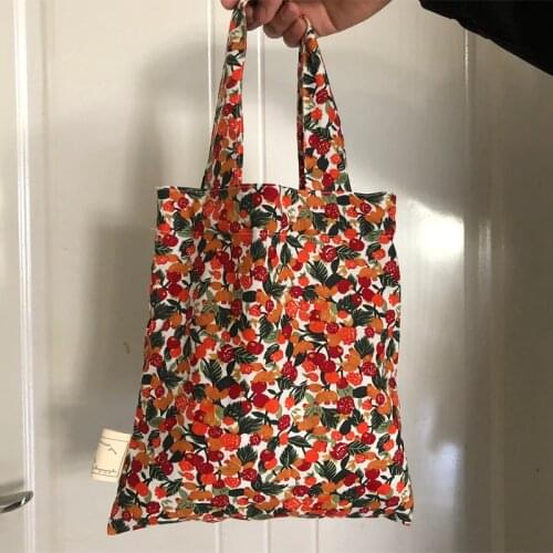 Fashion Durable Women Student Canvas Shoulder Bag Casual Flower Female Eco Reusable Shopping Bags Ladies Small Tote Clutch Purse