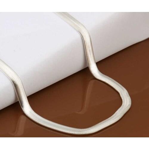 Fashion Necklace Chain 6MM Snake Men Women Silver Color Necklace 16 - 24 inch