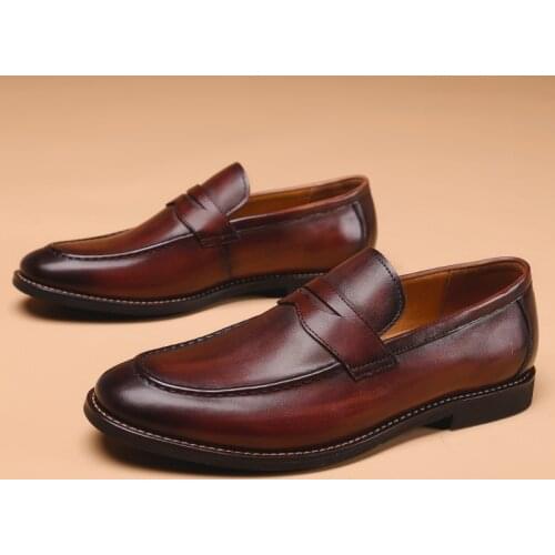 Mens Oxford Shoes Genuine Leather Handmade Luxur Social Formal Wear Man Wedding Dress Office Pointed Toe Lace Loafers