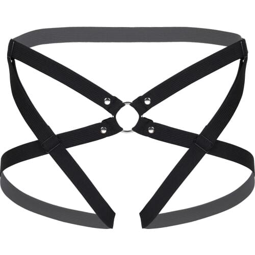 Mens Lingerie Harness Belt Strap Underpants Hollow Out Elastic Band Underwear Briefs Clubwear Stage Dance Performance Costume