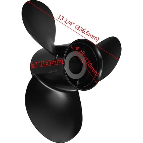 For Mercury 60 75 90 100 115 125 HP Accessory Set 3 Blades 48-77344A45 Marine Boat Outboard Propeller 13 1/4 x 17 Aluminum Alloy
