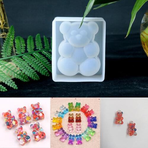 NOT AS LONG diy Crystal Epoxy Three-dimensional 3D Mirror Coquettish Bear Silicone Mold Aromatherapy Plaster Soft Decoration