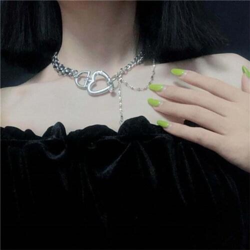 2020 NewestFashion Trendy Silver Color Heart Shape Pendants Choker Necklace For Women Female Unique Temperament Wedding Party