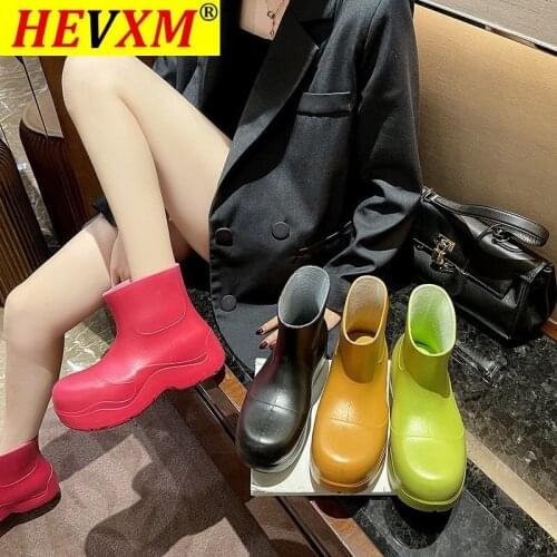 2021 New Brand Women Rain Boots New Rubber Ladies Walking Waterproof Ankle Rainboots Casual Thick Bottom Short Boots
