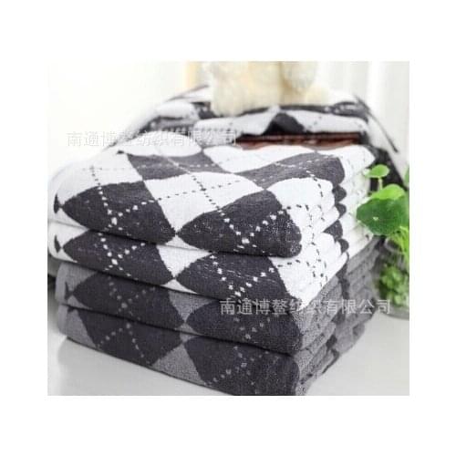 New Mens diamond Lattice Print 100% Cotton Large Towel Set Male Bath Towel Quality Free shipping