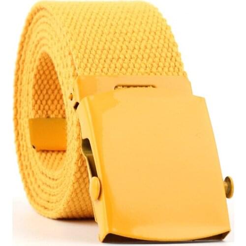 New Nylon Belt Men And Women Colored automatic button candy color Leisure Canvas Belt alloy mimics a belt buckle 130cm*3.8cm