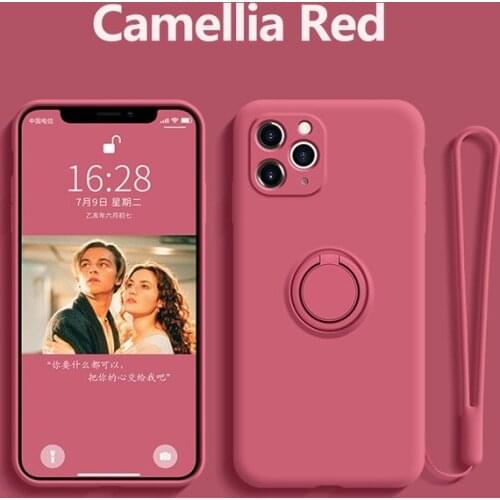 Original Silicone Phone Case For iPhone 12 11 Pro Max XR X XS 6s 7g 8 Plus SE 2020 Luxury Stand Holder Magnetic Soft Lanyard