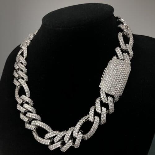 19mm Custom hip hop figaro chain necklace stainless steel gold plated necklace jewelry for men