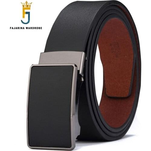 FAJARINA New Arrival Business Casual Solid Colours Cowhide Leather Belt Male No Ratchet Styles Automatic Belts for Men N17FJ431