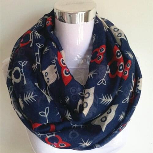 10pcs/lot Free Shipping 2016 New Fashion Cute Women/Ladies Owl Infinity Scarf Owl Animal Scarves