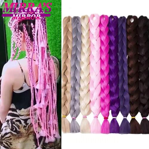 Super Jumbo Braiding Hair Extensions 82inches Pure Color Synthetic Hair For Braiding Box Twist Hair Black Pink Yellow