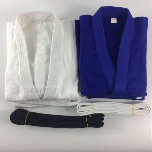 100% Cotton Gladiator Judo Gi Uniforms Man and Woman Child Color White & Blue With Blet
